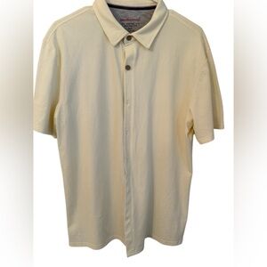 Weatherproof  Shirt Vintage Cream Stretch Cotton Short Sleeve Polo Shirt Size L